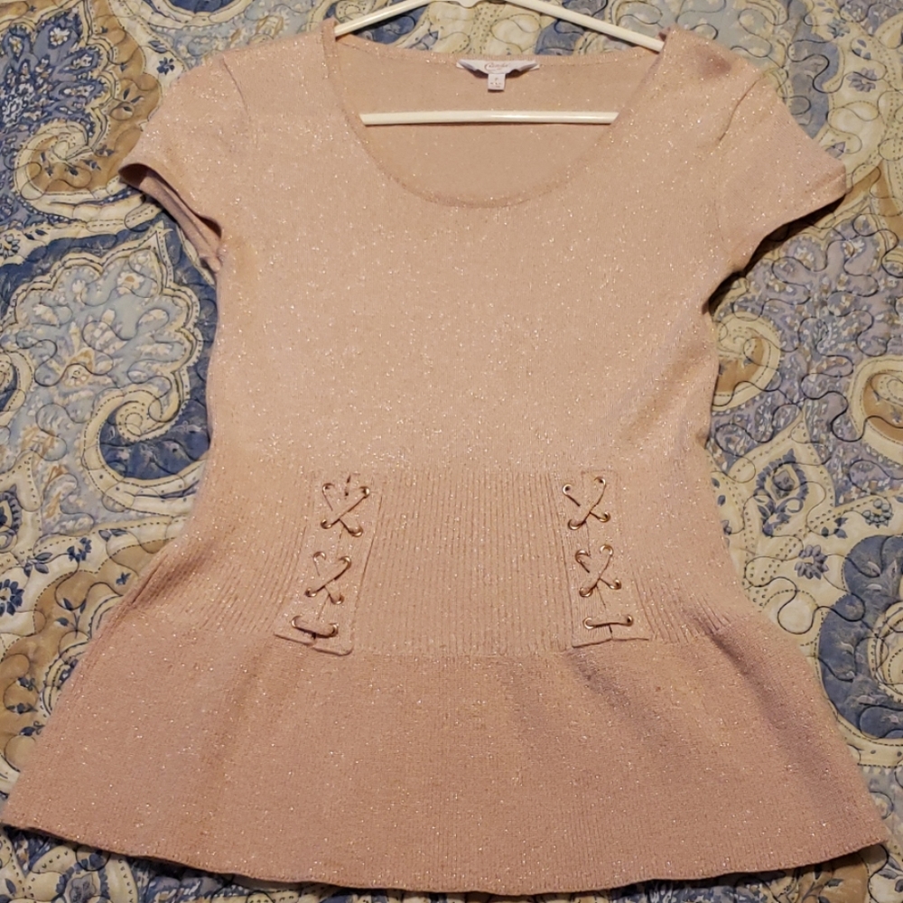 Light Pink Glittery Blouse SMALL